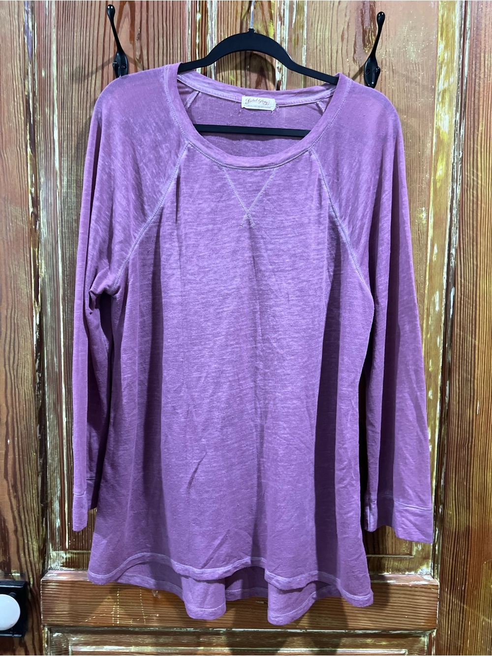 Faded Glory Mauve Long-Sleeve Scoop Neck Tee